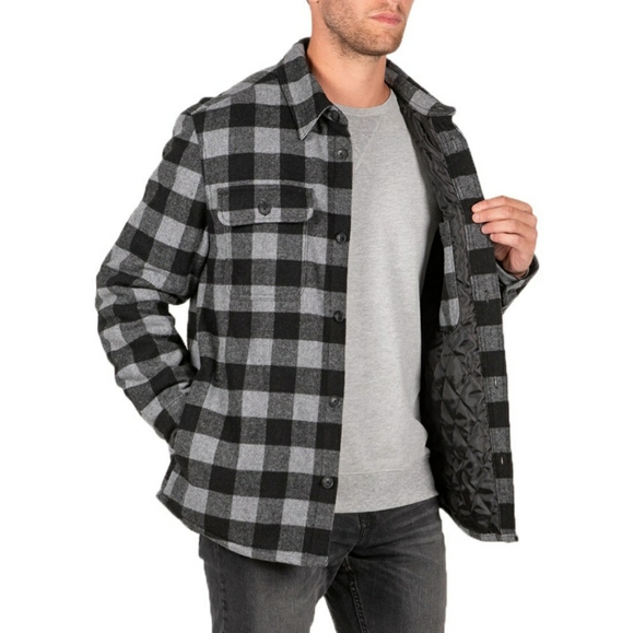 Charcoal Buffalo plaid wool blend jacket